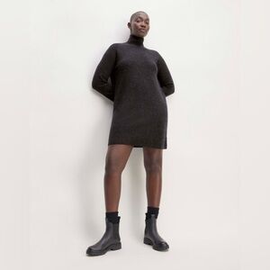 Everlane Womens The Cozy Stretch Turtleneck Dress Heathered Charcoal Gray XS